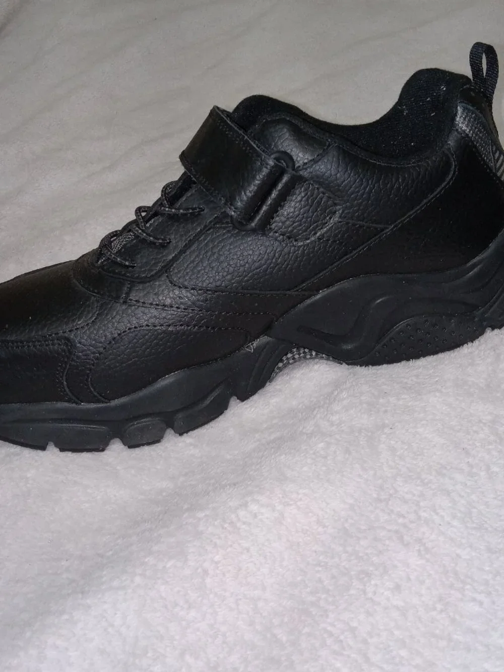 Apex A6000 Men's Active Athletic Strap Walking Shoes Size 9 Wide Black Leather